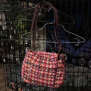 Vera Bradley Pink and Orange Tweed Shoulder Bag